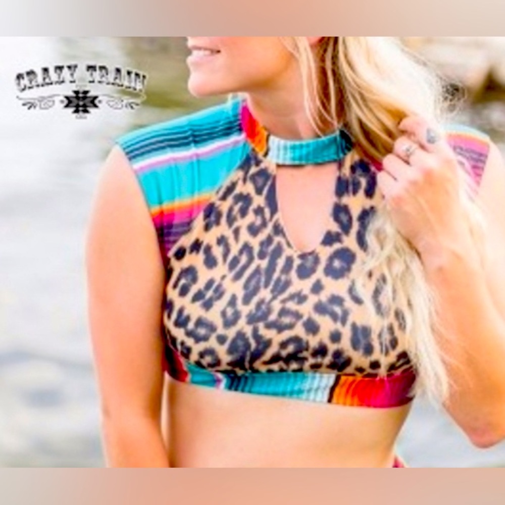 Crazy Train Limited Edition Swim or River Crop Top Size M